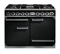 Falcon Deluxe 1092 F1092DXDFBL/CM 110cm Wide Black Dual Fuel Freestanding Range Cooker - Chrome Trim