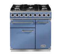 Falcon Deluxe 900 F900DXDFCA/NM 90cm Wide White Dual Fuel Freestanding Range Cooker - Nickel Trim