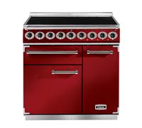 Falcon Deluxe 900 F900DXEIRD/N-EU 90cm Wide Cherry Red Induction Freestanding Range Cooker - Nickel Trim