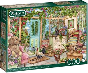 Falcon Deluxe A Country Conservatory 1,000 Piece Jigsaw With Labrador Dog + Pup