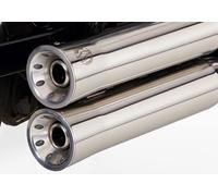 FALCON Double Groove slip on exhaust high gloss polished stainless steel silver, silver