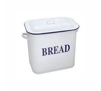 Falcon Enamel 34cm White With Cobalt Blue Rim Rectangular Bread Bin