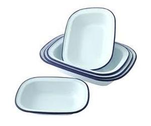 Falcon Enamel Bakeware Set of 6 Oblong Pie Dishes - 2 x 18cm, 2 x 20cm, 2 x 24cm
