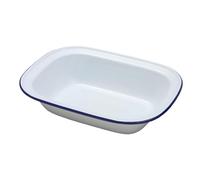 Falcon Enamel Oblong Pie Dish - Traditional White Baking Tray with Blue Rim, Oven Safe Up to 270°C, Dishwasher Friendly, Perfect for Pies, Puddings & Roasting 1 Pack - 16 x 12 x 3.5