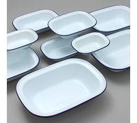 FALCON ENAMEL PIE DISH STEAK PUDDING ASHET BAKE BAKING OBLONG OVEN WHITE TIN NEW
