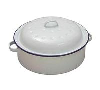 Falcon Enamel Round Roaster Oven Roasting Baking Casserole Dish White 20cm Tin Tray Hot Pan