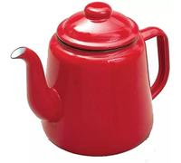 Falcon Enamel Teapot 1.5L - 3 Pints Traditional Vintage Style Tea Pot Tough Glossy Enameled Finish Durable & Easy to Fill Camping Kettle with Lid Red