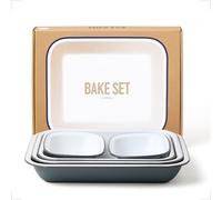 Falcon Enamelware 5-Piece Enamel Bake Set - Durable & Elegant Pigeon Grey - Oven, Dishwasher Safe, Versatile for Roasting, Baking, Serving - Ideal for Home, Kitchen, Gifting