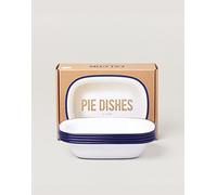 Falcon Enamelware Enamel Pie Dishes Set of 4 - White with blue rim