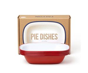 Falcon Enamelware | Pie Dishes (Set of 4) | Enamel Pie Dishes | Red 20 cm