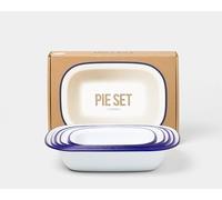 Falcon Enamelware Pie Set White and Blue Rim Iconic British Enamelware Dishes