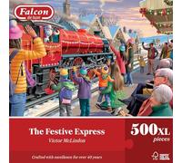 Falcon Festive Express - 500 XL Piece Christmas Jigsaw Puzzle for Adults - Beautifully Illustrated 500Pc Adults Xmas Jigsaw Puzzle, Fun Home Activity, Puzzles for Rainy Days, Birthdays & Gifts - Jumbo