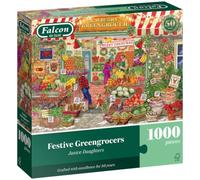 Falcon Festive Greengrocers - 1000 Piece Adults Christmas Jigsaw Puzzle | Large 1000Pc Adult Jigsaws - Fun, Festive, Nostalgic Puzzles - Cosy Rainy Day Activity, Christmas & Birthday Gift - 68 x 49cm