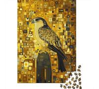 Falcon Geometric Art 1000 Piece Jigsaw Puzzle for Adults Paper Puzzle Game for Family Gold Pattern Home Decor Gift 70x50cm/1000pcs