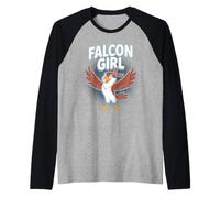 Falcon Girl Womens Cute Cartoon Bird Prey Birthday Nature Raglan Baseball Tee