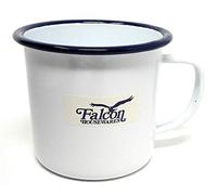 Falcon Enamel Classic Traditional White Mug Cup Tea Coffee Tin Garden Camping Picnic 8cm (284ml) and 9cm (340ml) (6, 9cm (340ml))