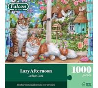 Falcon Lazy Afternoon - 1000 Piece Adults Jigsaw Puzzle - Cute Cat Scene | 1000 Pc Adult Jigsaws - Nostalgic, Charming Large Puzzles - Cosy Rainy Day Activity, Christmas & Birthday Gift - 68 x 49 cm