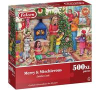 Falcon Merry & Mischievous - Beautifully Illustrated Vintage Puzzle with Premium FSC Certified Materials - Nostalgic 500 Piece Jigsaw Puzzles for Adults, Perfect Birthday 68 x 49cm
