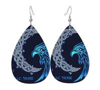 Falcon Moon Knotwork Art Dangle Earrings Lightweight Leather Earrings Creative Pendant For Women Mother'S Day