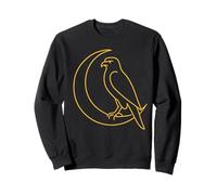 Falcon on Crescent Moon Minimal Line Art Night Symbol Icon Sweatshirt