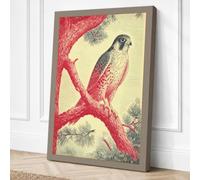 Falcon on Crimson Branch Canvas Wall Art Print 18x12 Inch