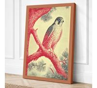 Falcon on Crimson Branch Canvas Wall Art Print 24x16 Inch
