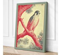 Falcon on Crimson Branch Canvas Wall Art Print 36x24 Inch