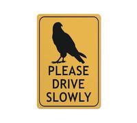 Falcon Please Drive Slowly Sign Sign, 8 X 12 Grade Reflective Sheeting Rust Free Aluminum, Weather Resistant, Waterproof, Easy To Mount