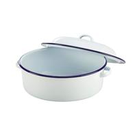 20cm White Round Enamel Roaster - Falcon Traditional Casserole Dish - roaster round 20cm falcon white enamel traditional casserole dish