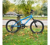 Falcon Samurai 20" Kids Suspension Bike | Junior MTB Style Girls Boys Sport Bicycle | 6 Speed, Adjustable Height, Front Suspension | Blue | Ages 6+