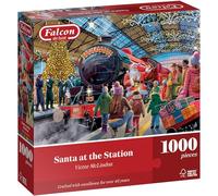Falcon Santa at the Station - 1000 Piece Jigsaw Christmas Puzzle for Adults - Beautifully Illustrated 1000Pc Xmas Jigsaw Puzzle - Fun Home Activity, Puzzles for Rainy Days, Birthdays & Gifts - Jumbo