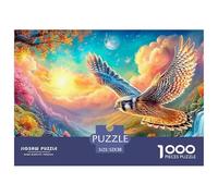 Falcon Soars over Vibrant, Magical Landscape 1000-Piece Jigsaw Puzzle Eagle Family Game Night Essential, Adults & Kids 52x38cm/1000pcs
