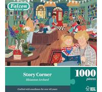 Falcon Story Corner - 1000 Piece Adults Jigsaw Puzzle - Bookshop Scene | 1000 Pc Adult Jigsaws - Nostalgic, Charming Large Puzzles - Cosy Rainy Day Activity, Christmas & Birthday Gift - 68 x 49 cm