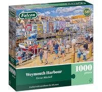 Falcon Weymouth Harbour - Beautifully Illustrated Vintage Puzzle with Premium FSC Certified Materials - Nostalgic 1000 Piece Jigsaw Puzzles for Adults, Perfect Birthday 68 x 49cm