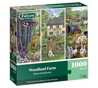 Falcon Woodland Farm - 1000 Piece Adults Jigsaw Puzzle - Countryside Scene | 1000 Pc Adult Jigsaws - Nostalgic, Charming Large Puzzles - Cosy Rainy Day Activity, Christmas & Birthday Gift - 68 x 49 cm
