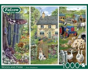 Falcon Woodland Farm - 1000 Piece Adults Jigsaw Puzzle - Countryside Scene | 1000 Pc Adult Jigsaws - Nostalgic, Charming Large Puzzles - Cosy Rainy Day Activity, Christmas & Birthday Gift - 68 x 49 cm