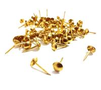 Falcon Workshop Supplies 100 PACK OF BRASS UPHOLSTERY NAIL PIN - 10.5mm WIDE HEAD - 16mm LENGTH - STUD/TACKS PINS