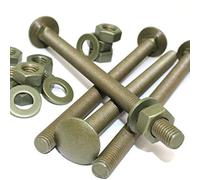 Falcon Workshop Supplies Ltd. 10, M10 x 100mm (4") Exterior Carriage Bolts + Full Nuts & Washers - Stainless Steel, Class 8.8, Galvanised, Heavy-Duty, Industrial