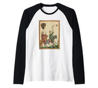 Falconry, 14th Century Codex Manesse Raglan Baseball Tee