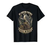 Falconry Falconer Falcon My Hunting Partner Has Wings Value Graphic T-Shirt, Men, Black, S