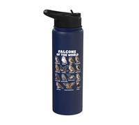 Falcons of The World Raptor Species Bird Watching Chart Stainless Steel Insulated Water Bottle