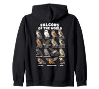Falcons Of The World Raptor Species Bird Watching Chart Zip Hoodie