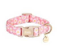 Faleela Dog Collar - Cute & Comfy Cotton Pet Collar, Adjustable Lightweight Design with Quick-Release Buckle, for Small, Medium & Large Dogs - Multiple Styles Available (Pink Flower, Small)