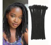 FALEMEI 0.6cm Thickness Loc Extensions Human Hair 30 Strands Dreadlock Extensions Human Hair for Women Men extensions human hair Can Be Dyed and Bleached (0.6cm 1B(Natural Black), 8 Inch/30Strands)