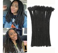 FALEMEI 0.6cm Thickness Loc Extensions Human Hair 30 Strands Dreadlock Extensions Human Hair for Women Men extensions human hair Can Be Dyed and Bleached (0.6cm 1B(Natural Black), 16 Inch/30Strands)