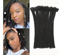 FALEMEI 0.6cm Thickness Loc Extensions Human Hair 50 Strands Dreadlock Extensions Human Hair for Women Men extensions human hair Can Be Dyed and Bleached (0.6cm 1B(Natural Black), 8 Inch/50Strands)