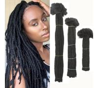 FALEMEI 0.6cm Thickness Loc Extensions Human Hair 50 Strands Dreadlock Extensions Human Hair for Women Men extensions human hair Can Be Dyed and Bleached (0.6cm 1B(Natural Black), 16 Inch/50Strands)