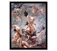 Falero Witches Going To Their Sabbath Painting Art Print Framed Poster Wall Decor 12x16 inch