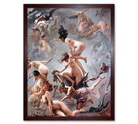 Falero Witches Going To Their Sabbath Painting Art Print Framed Poster Wall Decor 12x16 inch