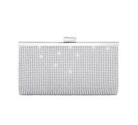 Faletony Rhinestone Clutch Purses for Women Evening Party Bags Sparkly Silver Purse Wedding Clutch Glitter Wallet Envelop Detachable Chain